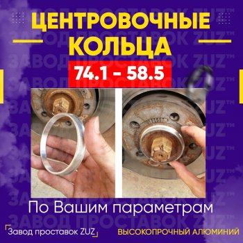 Центровочные кольца для дисков 74.1 - 58.5 (алюминиевые) 4шт. переходные центрирующие проставочные супинаторы на ступицу ЗАВОД ПРОСТАВОК ZUZ 74.1 - 58.5