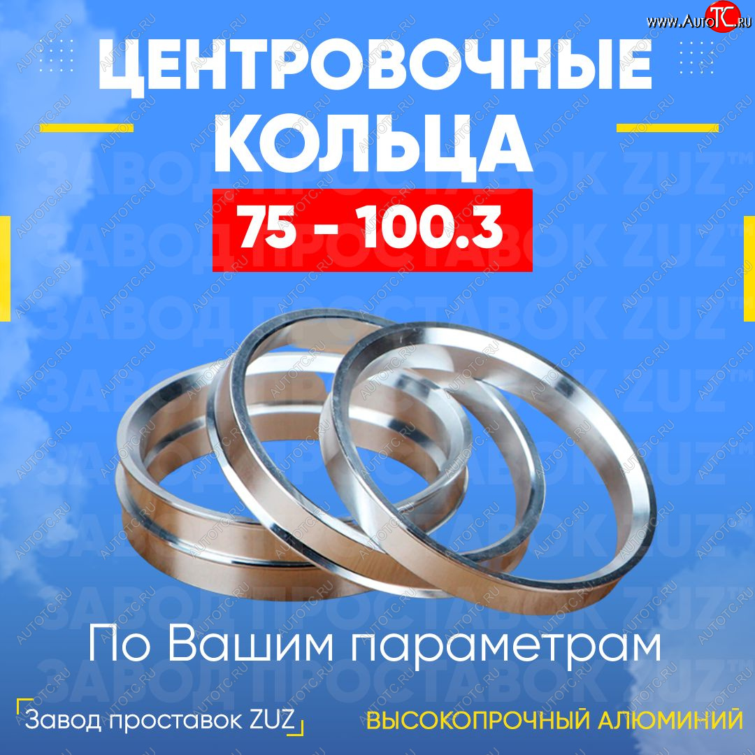 1 849 р. Центровочные кольца для дисков 75 - 100.3 (алюминиевые) 4шт. переходные центрирующие проставочные супинаторы на ступицу ЗАВОД ПРОСТАВОК ZUZ 75 - 100.3  с доставкой в г. Керчь