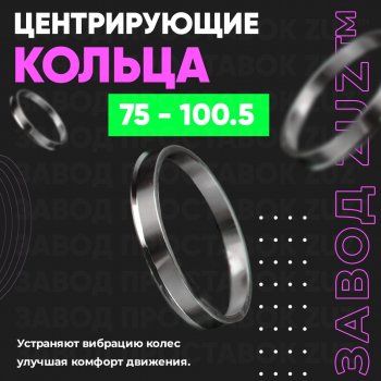 Центровочные кольца для дисков 75 - 100.5 (алюминиевые) 4шт. переходные центрирующие проставочные супинаторы на ступицу ЗАВОД ПРОСТАВОК ZUZ 75 - 100.5