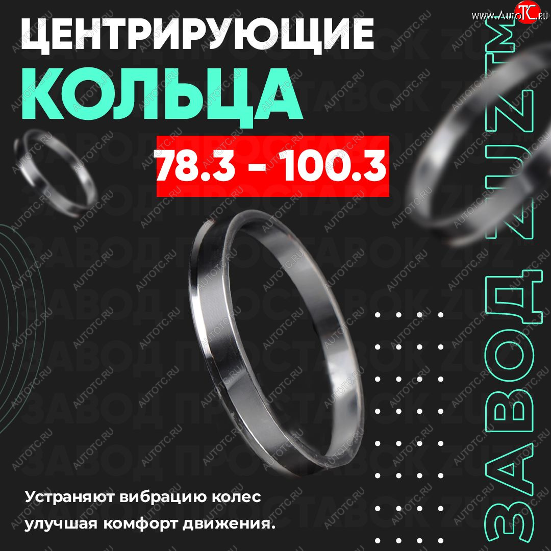 1 849 р. Центровочные кольца для дисков 78.3 - 100.3 (алюминиевые) 4шт. переходные центрирующие проставочные супинаторы на ступицу ЗАВОД ПРОСТАВОК ZUZ 78.3 - 100.3  с доставкой в г. Керчь