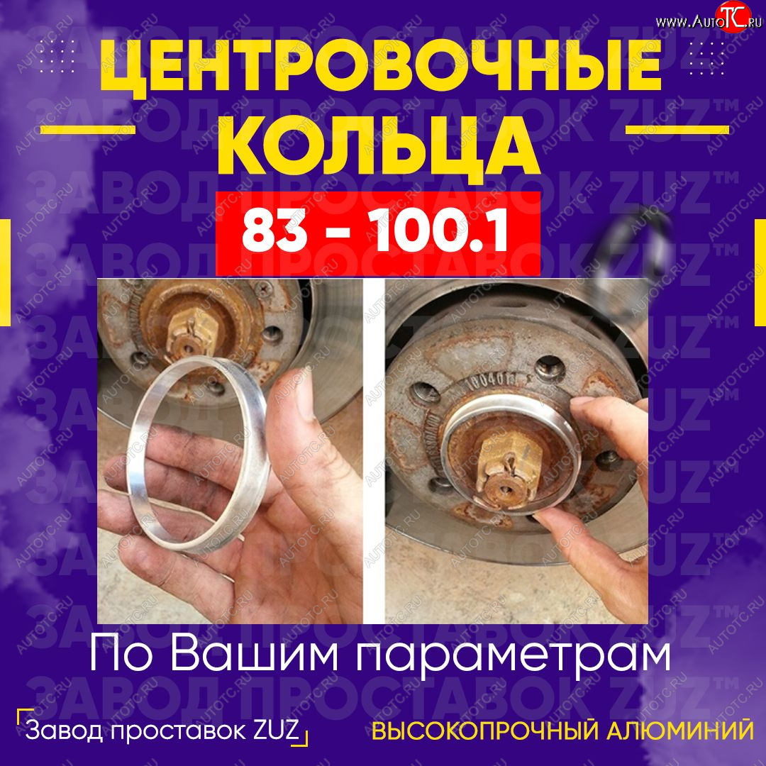 1 849 р. Центровочные кольца для дисков 83 - 100.1 (алюминиевые) 4шт. переходные центрирующие проставочные супинаторы на ступицу ЗАВОД ПРОСТАВОК ZUZ 83 - 100.1  с доставкой в г. Керчь