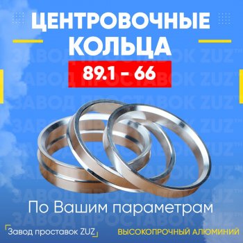 Центровочные кольца для дисков 89.1 - 66 (алюминиевые) 4шт. переходные центрирующие проставочные супинаторы на ступицу ЗАВОД ПРОСТАВОК ZUZ 89.1 - 66