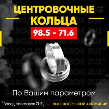 Центровочные кольца для дисков 98.5 - 71.6 (алюминиевые) 4шт. переходные центрирующие проставочные супинаторы на ступицу ЗАВОД ПРОСТАВОК ZUZ 98.5-71.6