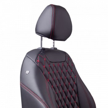 11 899 р. Комплект чехлов для сидений (РЗСиС 60/40 Орегон) БАЙРОН Lord Autofashion  Chevrolet Niva  2123 (2002-2020) дорестайлинг, рестайлинг (черный, вставка черная, строчка красная)  с доставкой в г. Керчь. Увеличить фотографию 8