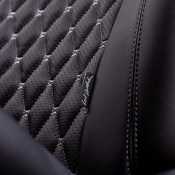 12 649 р. Комплект чехлов для сидений (РЗСиС 40/60 ЗГ Орегон) БАЙРОН Lord Autofashion  Chevrolet Spark  M300 (2010-2015), Ravon R2 (2016-2025) (черный, вставка черная, строчка темно-серая)  с доставкой в г. Керчь. Увеличить фотографию 5