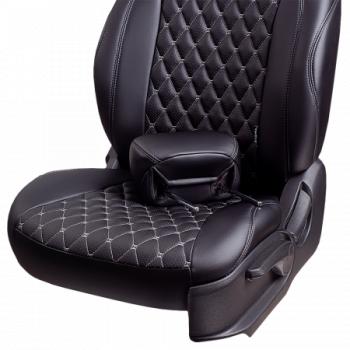 12 649 р. Комплект чехлов для сидений (РЗСиС 40/60 ЗГ Орегон) БАЙРОН Lord Autofashion  Chevrolet Spark  M300 (2010-2015), Ravon R2 (2016-2025) (черный, вставка черная, строчка темно-серая)  с доставкой в г. Керчь. Увеличить фотографию 7