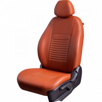 Комплект чехлов для сидений (РЗС 40/20/40 2П+2Г Илана+Орегон) ТУРИН СТ Lord Autofashion Лада Приора  2170 (2007-2014) седан дорестайлинг (коричневый, вставка коричневая+бежевая, строчка бежевая)