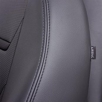 7 999 р. Комплект чехлов для сидений (ЦЗС 3Г Орегон) ТУРИН-2 Lord Autofashion  Nissan Almera  G15 (2012-2019) седан (серый, вставка серая+черная, строчка серая)  с доставкой в г. Керчь. Увеличить фотографию 3