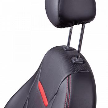 7 999 р. Комплект чехлов для сидений (ЦЗС 3Г Орегон) ТУРИН-2 Lord Autofashion  Nissan Almera  G15 (2012-2019) седан (черный, вставка черная+красная, строчка красная)  с доставкой в г. Керчь. Увеличить фотографию 6