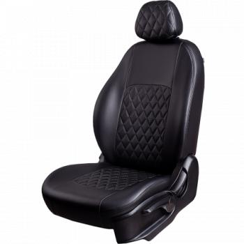  Комплект чехлов для сидений (7 мест Фургон Илана+Орегон) ТУРИН ст РОМБ Lord Autofashion ГАЗ ГАЗель ( 3221,  3221,Бизнес) - Соболь ( 2217 автобус,  2217 Бизнес автобус) (черный, вставка черная, строчка черная)