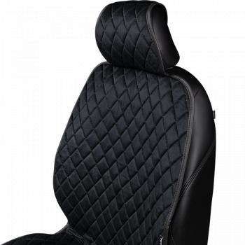 2 499 р. Накидка (2 места Хами) АЛЯСКА ст РОМБ Lord Autofashion   (черный, строчка бежевая)  с доставкой в г. Керчь. Увеличить фотографию 3