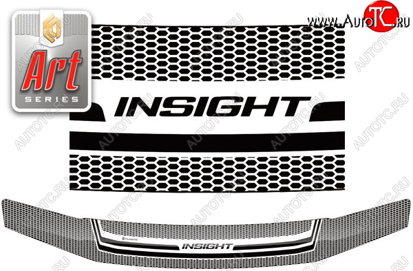 2 159 р. Дефлектор капота CA-Plastic  Honda Insight  ZE2 (2009-2011) хэтчбэк 5 дв. дорестайлинг (серия ART графит)  с доставкой в г. Керчь