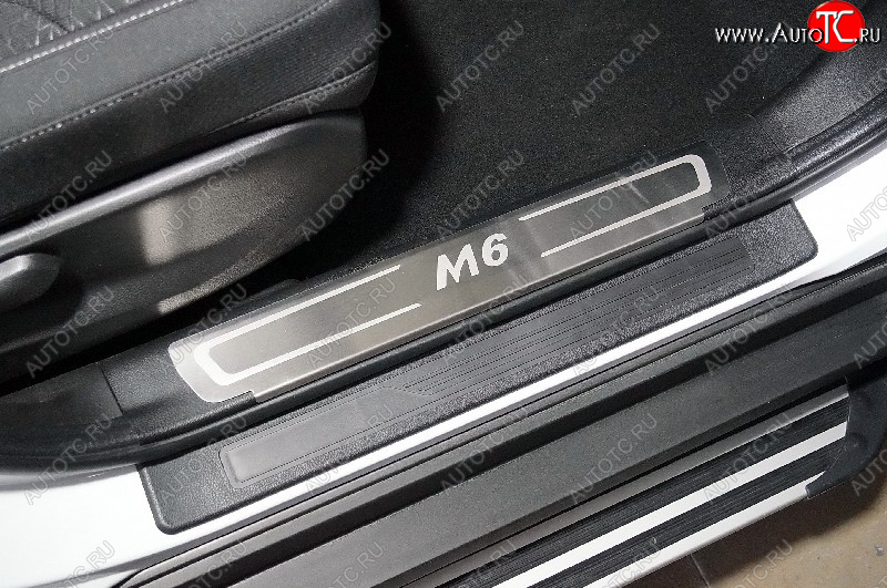 2 999 р. Накладки на пластиковые пороги, ТСС Тюнинг  Haval M6 (2021-2025) (лист шлифованный надпись M6)  с доставкой в г. Керчь