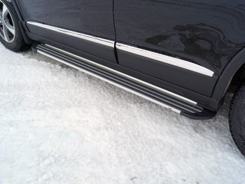 Пороги алюминиевые Slim Line ТСС Тюнинг Haval M6 (2021-2025) (Silver)