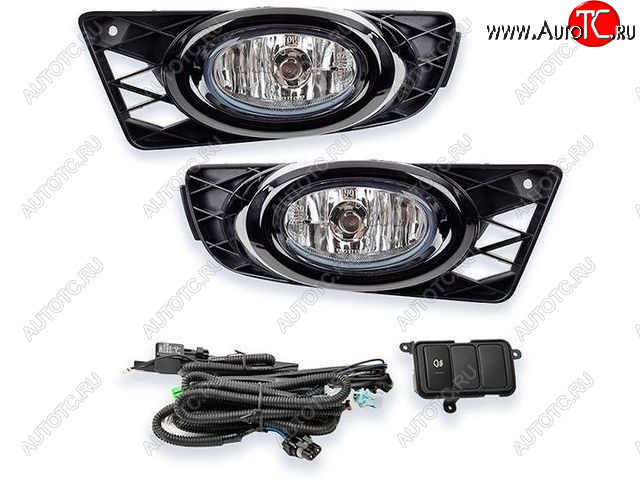 3 799 р. Комплект противотуманных фар (с проводкой, кнопкой, пр-во Китай) BODYPARTS  Honda Civic  FD (2009-2011) седан рестайлинг  с доставкой в г. Керчь