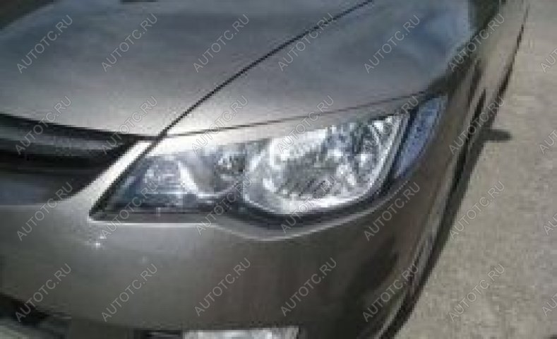 719 р. Накладки на передние фары (реснички) Русская Артель  Honda Civic  FD (2005-2008) седан дорестайлинг (глянец под покраску)  с доставкой в г. Керчь