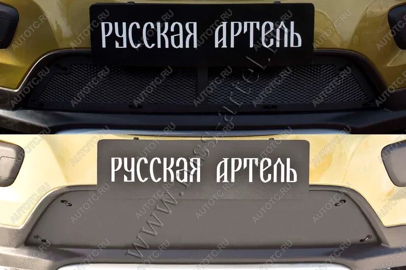 3 099 р. Защитная сетка и зимняя заглушка решетки переднего бампера Русская Артель  Renault Sandero Stepway  (B8) (2014-2018) дорестайлинг (шагрень)  с доставкой в г. Керчь