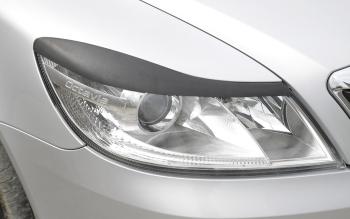 Накладки на передние фары (реснички) Русская Артель Skoda Octavia  A5 (2008-2013) рестайлинг универсал (глянец под покраску)