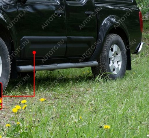 2 809 р. Молдинг двери передний левый широкий Русская Артель  Nissan Navara  2 D40 (2004-2010) дорестайлинг (шагрень)  с доставкой в г. Керчь
