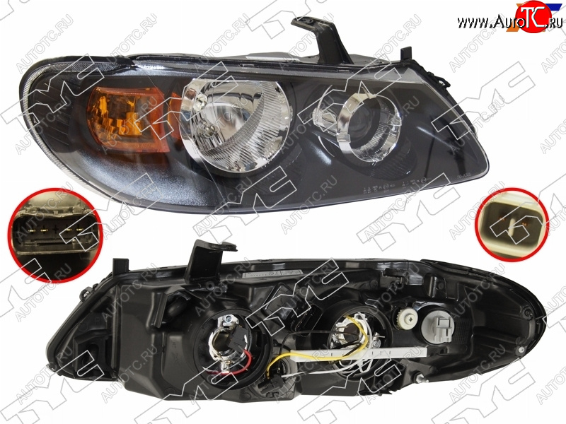 7 899 р. Фара правая (под эл. корректор, внутри черная) TYC  Nissan Almera  N16 (2002-2006) седан рестайлинг  с доставкой в г. Керчь