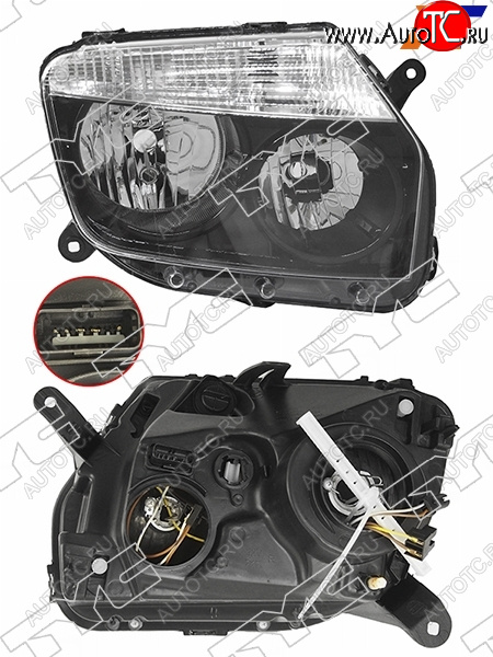 8 299 р. Фара правая (черная, под электрокорректор) TYC Renault Duster HS дорестайлинг (2010-2015) с доставкой в г. Керчь Увеличить фотографию 1 8 299 р. Фара правая (черная, под электрокорректор) TYC Renault Duster HS дорестайлинг (2010-2015) с доставкой в г. Керчь