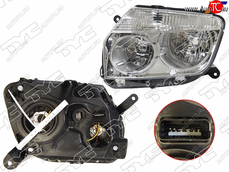 7 999 р. Фара левая (хром, под электрокорректор) TYC  Renault Duster  HS (2010-2015) дорестайлинг  с доставкой в г. Керчь