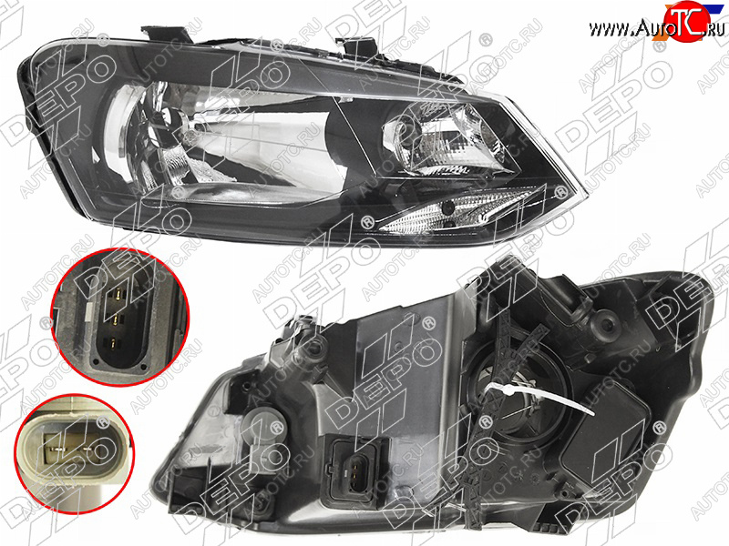 10 349 р. Фара Volkswagen Polo 09-20 (Спереди Справа) DEPO 441-11G9RMLDEM2  с доставкой в г. Керчь