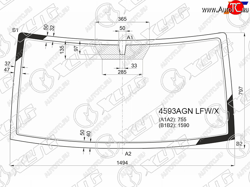 6 649 р. Стекло лобовое УАЗ Патриот 14-  Патриот Пикап 14-  Патриот Профи 17- XYG 4593AGN LFW/X  с доставкой в г. Керчь