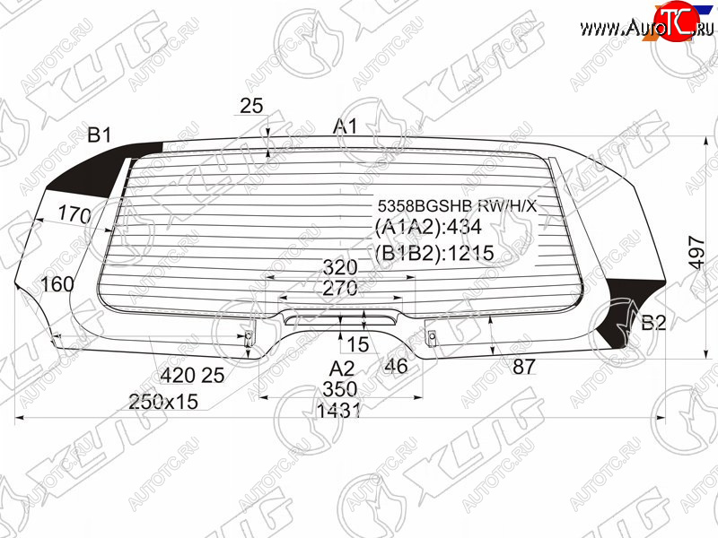 13 199 р. Стекло заднее (Цвет зеленый Обогрев) Mercedes-Benz A-Class 04-12 XYG 5358BGSHB RW/H/X  с доставкой в г. Керчь