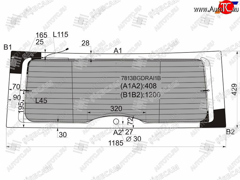 9 499 р. Стекло заднее (Затемненное Обогрев Антенна) Skoda Yeti 09-18 SISECAM 7813BGDRAI1B  с доставкой в г. Керчь
