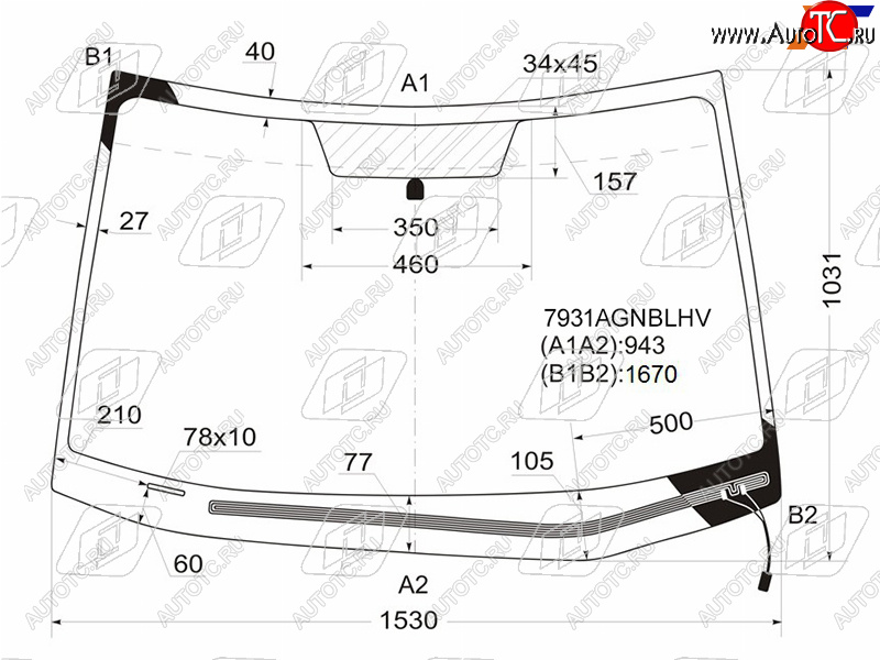 9 299 р. Стекло лобовое (Обогрев щеток) Subaru B9 Tribeca 04-14  Tribeca 07-14 FUYAO 7931AGNBLHV  с доставкой в г. Керчь