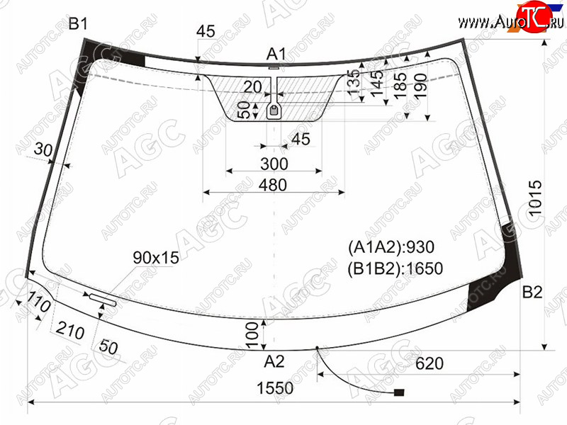 20 399 р. Стекло лобовое с обогревом щеток TOYOTA HIGHLANDERKLUGER 07-13                                      AGC 83G2AGNBLHV  с доставкой в г. Керчь