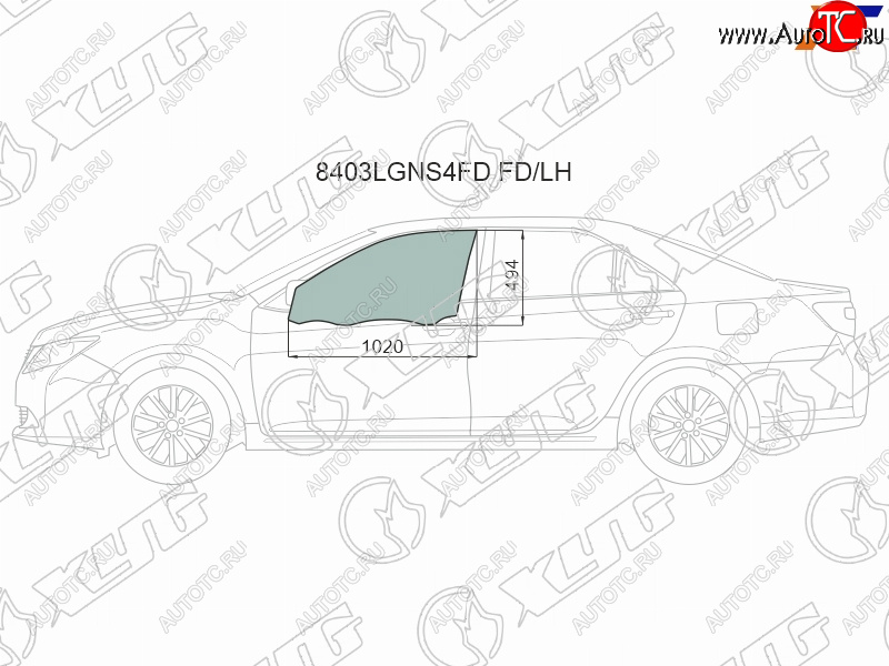 3 079 р. Стекло боковое опускное (Спереди Слева Цвет зеленый Крепления) Toyota Camry (XV50) 11-18  Camry XYG 8403LGNS4FD FD/LH  с доставкой в г. Керчь