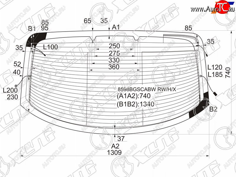 13 199 р. Стекло заднее (Цвет зеленый Обогрев Антенна) Volkswagen Passat CC 08-11 XYG 8598BGSCABW RW/H/X  с доставкой в г. Керчь
