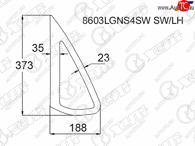 2 349 р. Стекло кузова боковое (не опускное) (Слева Цвет зеленый) Skoda Rapid 20-  Volkswagen Polo 09-20 XYG 8603LGNS4SW SW/LH  с доставкой в г. Керчь