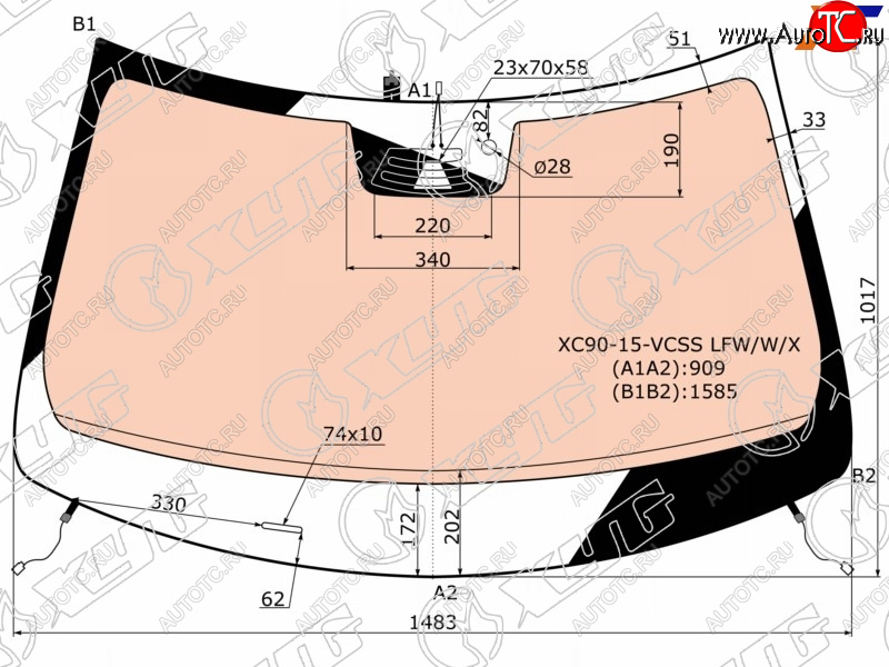 22 699 р. Стекло лобовое (Обогрев полный Камера Датчик дождя Молдинг) Volvo XC90 14- XYG 8839AGNCGHMVZ1M LFW/W/X  с доставкой в г. Керчь