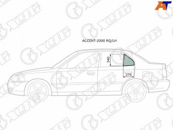 1 029 р. Стекло форточки (уголок) задней левой двери HYUNDAI ACCENT (сборка Россия) 45D 00-12                XYG ACCENT-2000 RQ/LH  с доставкой в г. Керчь. Увеличить фотографию 1