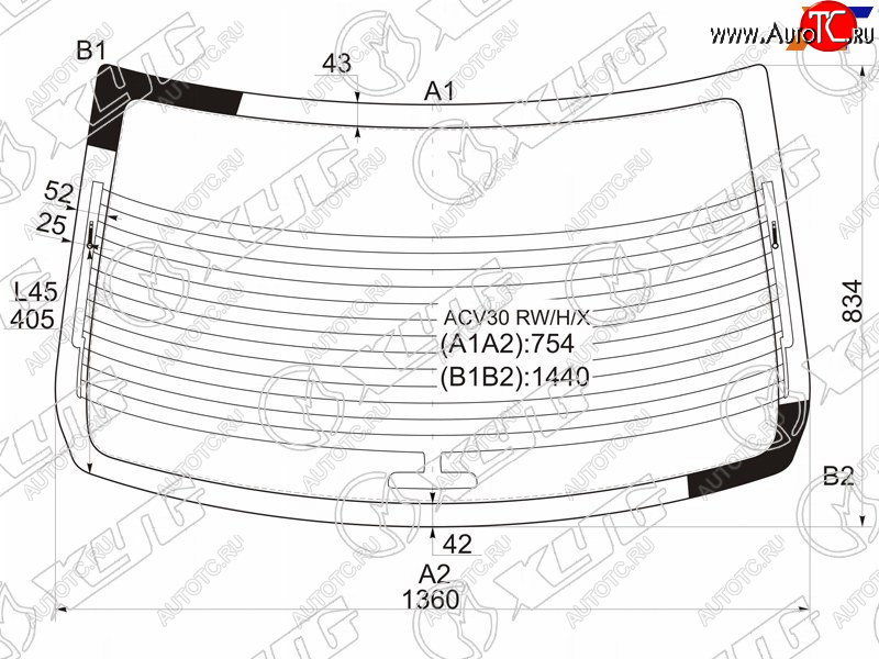 7 999 р. Стекло заднее (Цвет зеленый Обогрев Антенна) Toyota Camry (XV30) 01-06  Camry UAEUSA 01-06 XYG ACV30 RW/H/X  с доставкой в г. Керчь