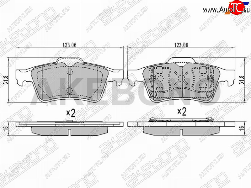 2 299 р. Колодки тормозные задние RH-LH SAT Ford Focus 3 хэтчбэк дорестайлинг (2010-2015)  с доставкой в г. Керчь