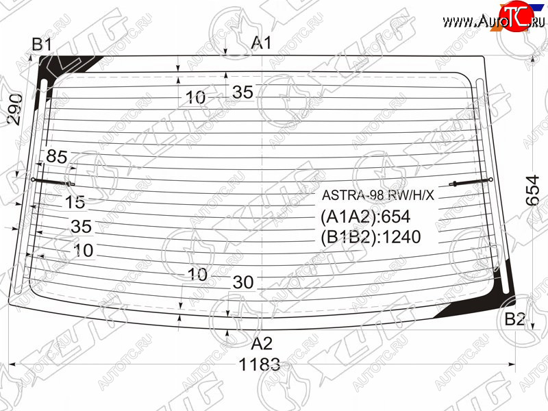 7 199 р. Стекло заднее (Цвет зеленый Обогрев 4D SED) Opel Astra 98-09  Chevrolet Viva 04-08 XYG ASTRA-98 RW/H/X  с доставкой в г. Керчь