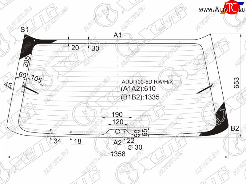 9 549 р. Стекло заднее (Цвет зеленый Обогрев) Audi A6 94-97  100 91-95 XYG AUDI100-5D RW/H/X  с доставкой в г. Керчь