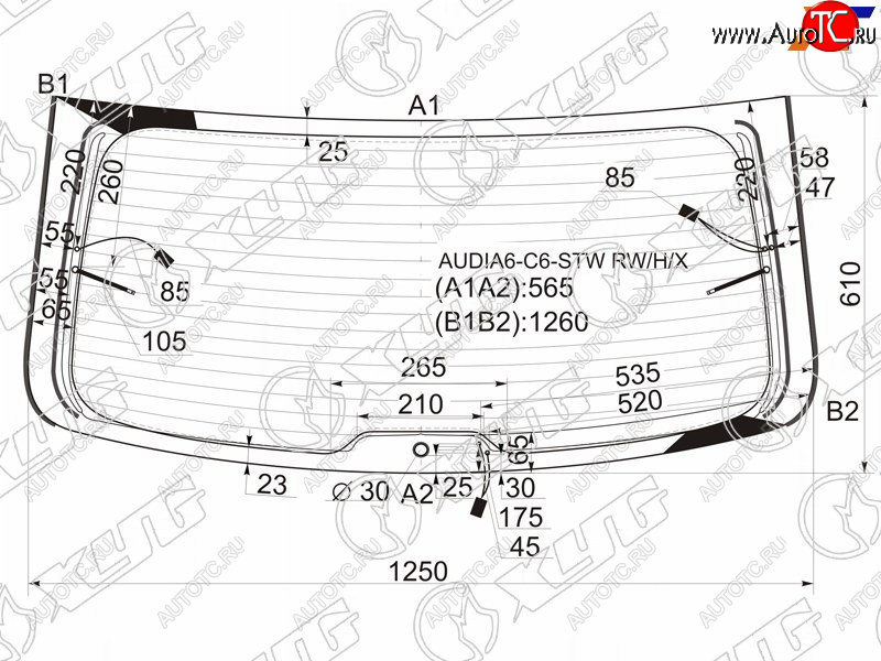 9 549 р. Стекло заднее (Цвет зеленый Обогрев Антенна) Audi A6 04-10  A6 allroad quattro 06-12  S6 06-11 XYG AUDIA6-C6-STW RW/H/X  с доставкой в г. Керчь