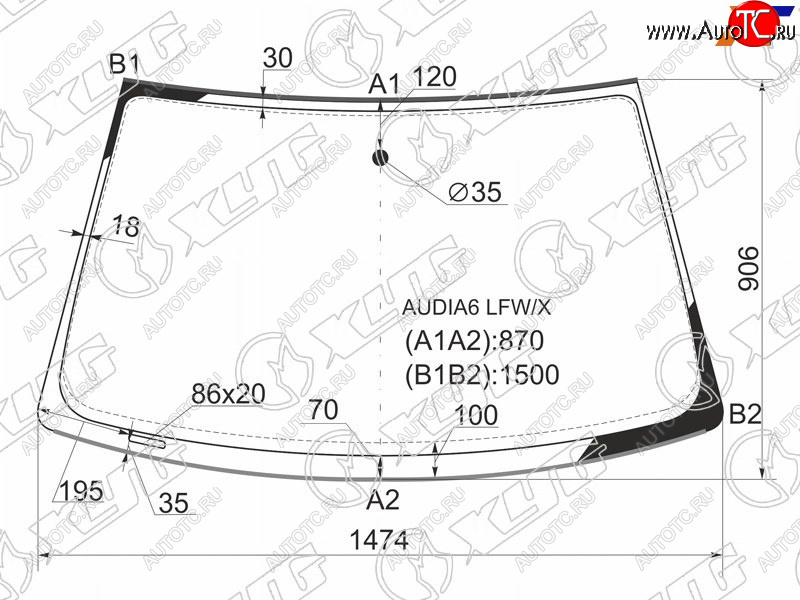 6 999 р. Стекло лобовое (Молдинг 4D SED) Audi A6 97-05 XYG AUDIA6 LFW/X  с доставкой в г. Керчь