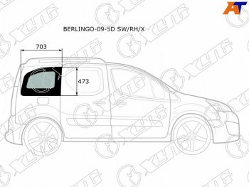 2 349 р. Стекло кузова боковое (не опускное) (Справа Цвет зеленый) Citroen Berlingo 08-22  Peugeot Partner XYG BERLINGO-09-5D SW/RH/X  с доставкой в г. Керчь. Увеличить фотографию 1