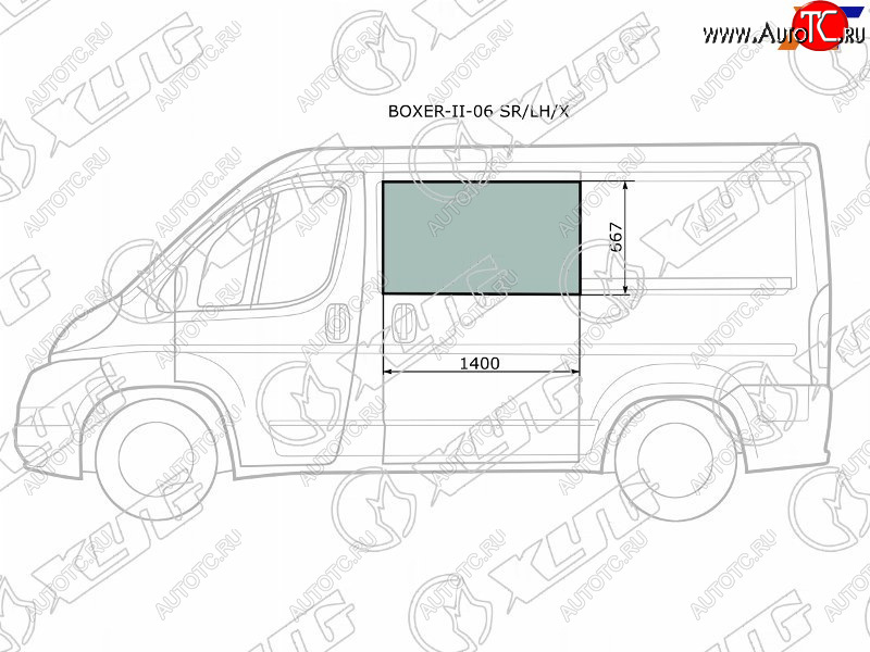 6 999 р. Стекло кузова боковое (не опускное) (Слева Цвет зеленый) Peugeot Boxer 06-  Citroen Jumper 06-  F XYG BOXER-II-06 SR/LH/X  с доставкой в г. Керчь