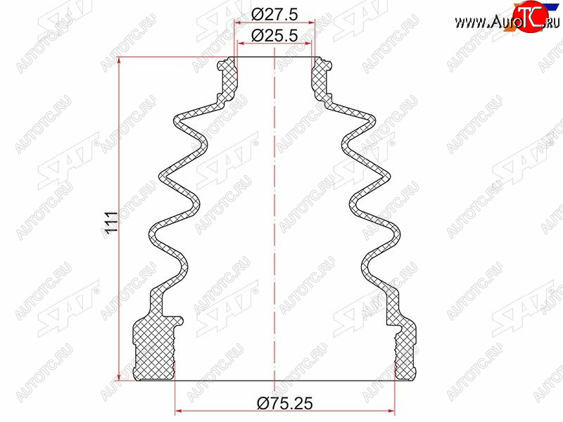 529 р. Пыльник шруса внутреннего LH TOYOTA ACV3#ACV40 NZT260ANE10ACUMCU2030ACM21ACR30AZR65 SAT C-1941T  с доставкой в г. Керчь