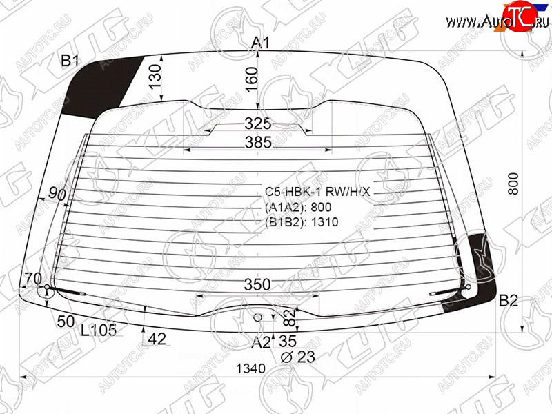 12 449 р. Стекло заднее (Цвет зеленый Обогрев) Citroen C5 01-04 XYG C5-HBK-1 RW/H/X  с доставкой в г. Керчь