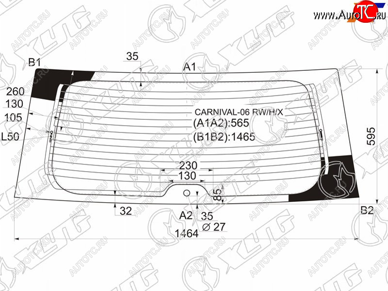 7 299 р. Стекло заднее (Цвет зеленый Обогрев) Kia Carnival 06-14  Hyundai Entourage 06-09 XYG CARNIVAL-06 RW/H/X  с доставкой в г. Керчь