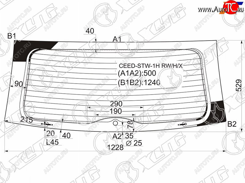 9 749 р. Стекло заднее (Цвет зеленый Обогрев 5D WGN) Kia Ceed 06-12 XYG CEED-STW-1H RW/H/X  с доставкой в г. Керчь