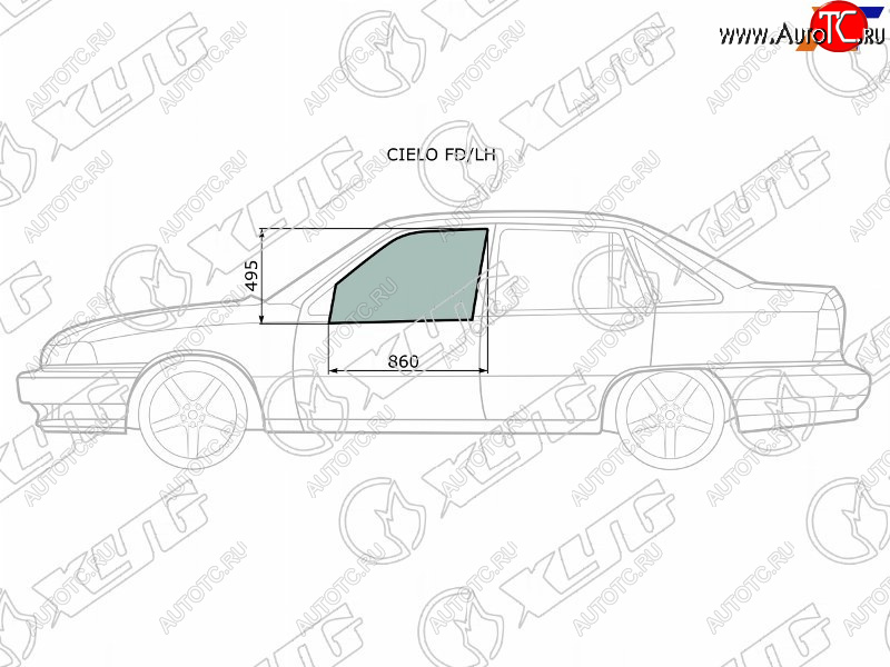 2 199 р. Стекло боковое опускное (Спереди Слева Цвет зеленый) Daewoo Nexia 94-16 XYG CIELO FD/LH  с доставкой в г. Керчь